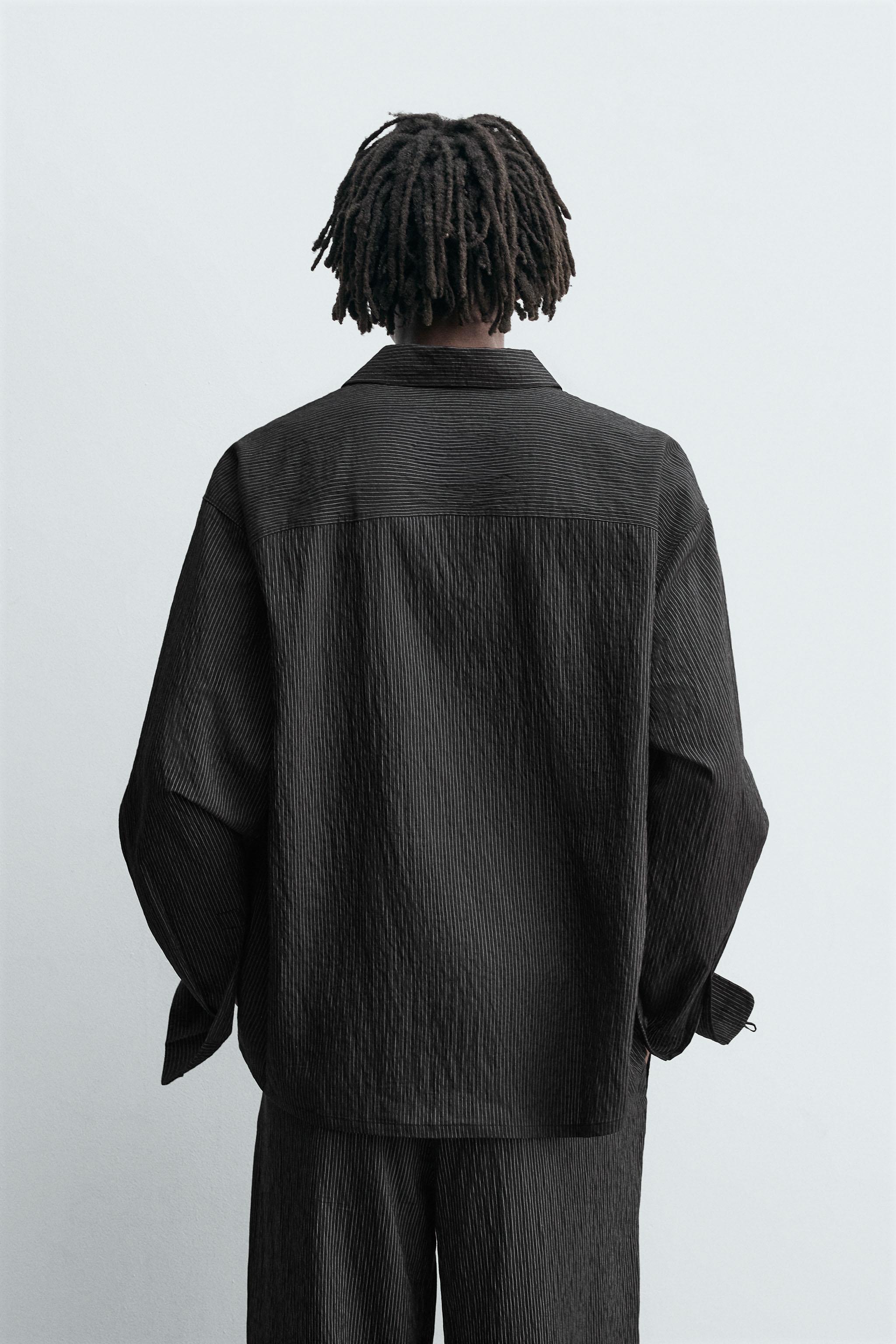 ストライプ柄フルイドシャツ - ブラック | ZARA Japan / 日本