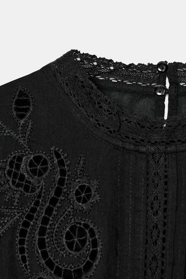 BLOUSE ROMANTIQUE BRODÉE ZW COLLECTION - Noir de Zara - Image 5