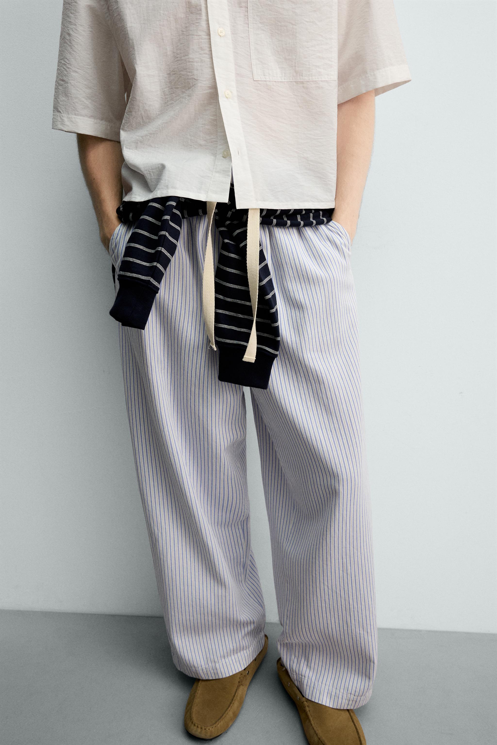 STRIPED WIDE FIT PANTS