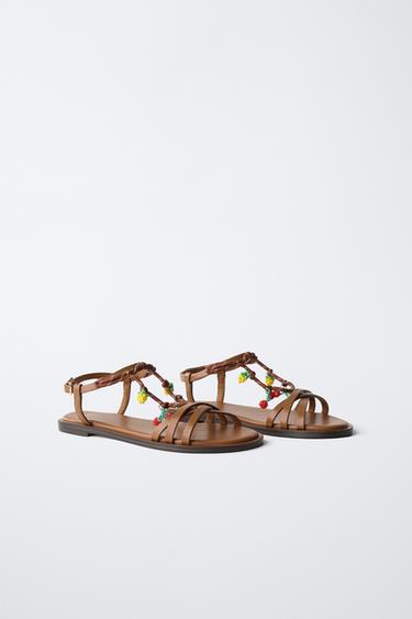 STRAPPY SANDALS WITH FRUIT DETAIL - Brown by Zara - Image 2