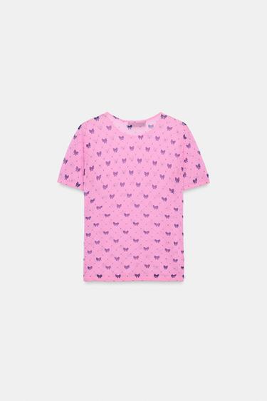 TOP À LACETS EN MAILLE FINE - Rose fluo de Zara - Image 4