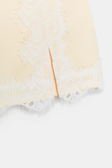 CONTRAST LACE SKORT - Yellow by Zara - Image 7