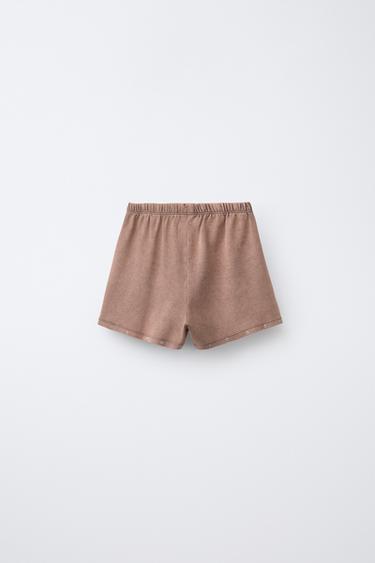 FADED-EFFECT STUDDED BERMUDA SHORTS - Brown by Zara - Image 1