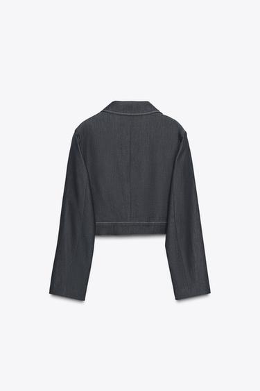 CONTRAST STITCH CROPPED JACKET - Indigo by Zara - Image 6