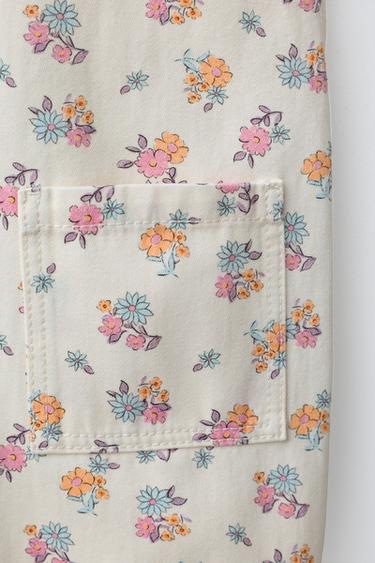 LONG FLORAL DUNGAREES - Ecru by Zara - Image 3