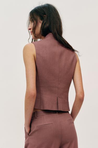 GILET EN LIN - MARSALA de Zara - Image 4