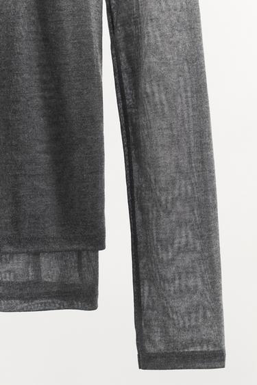 Zara DOUBLE SOFT T-SHIRT - Gray marl