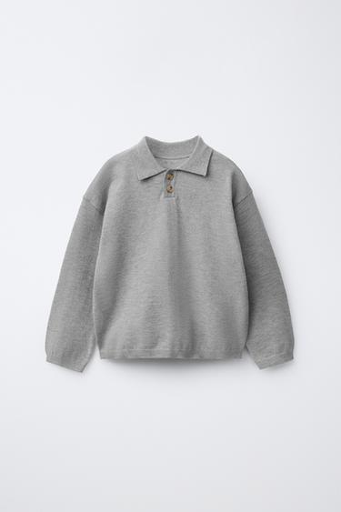 BASIC KNIT POLO SHIRT - Grey marl by Zara