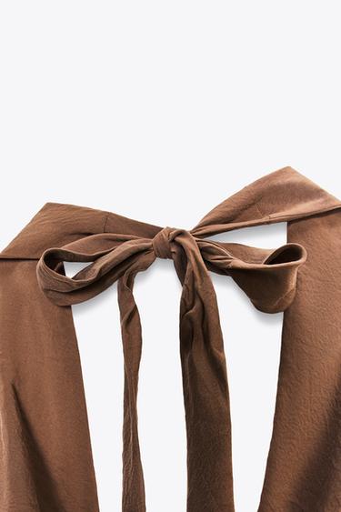 FLOWING DRAPED HALTER TOP - Dark brown by Zara - Image 4