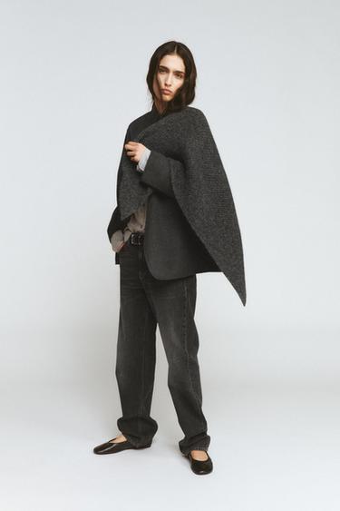 WOOL BLEND BLAZER WITH SCARF ZW COLLECTION - Dark grey by Zara - Image 2