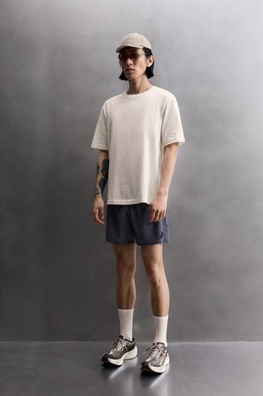 Zara SEOUL RUNNING T-SHIRT - Ecru / Beige