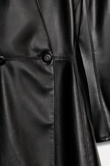 FITTED LEATHER-EFFECT BLAZER - Black by Zara - Image 7