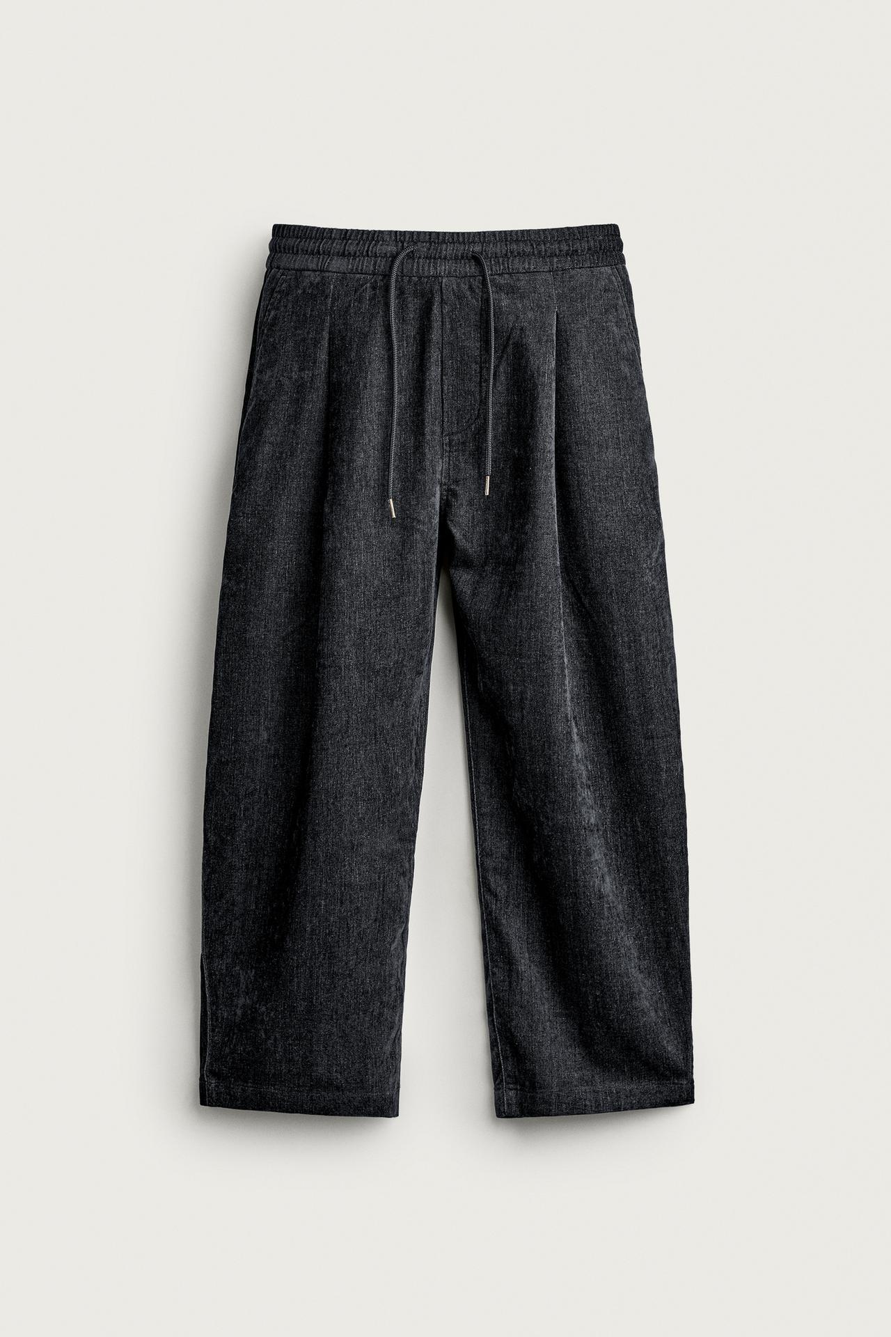 SOFT IRREGULAR WASH-EFFECT PANTS — Indigo