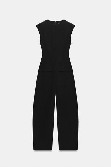 Zara FLAP DETAIL JUMPSUIT - Black