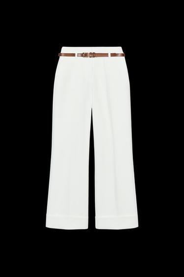 PANTALÓN VUELTA CINTURÓN - Crudo de Zara - Imagen 0