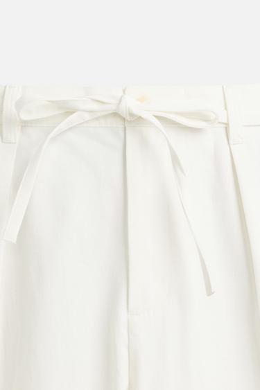 PANTALON COUPE DÉCONTRACTÉE CEINTURE - Écru de Zara - Image 6