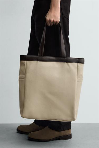 FABRIC TOTE BAG - Beige by Zara - Image 2