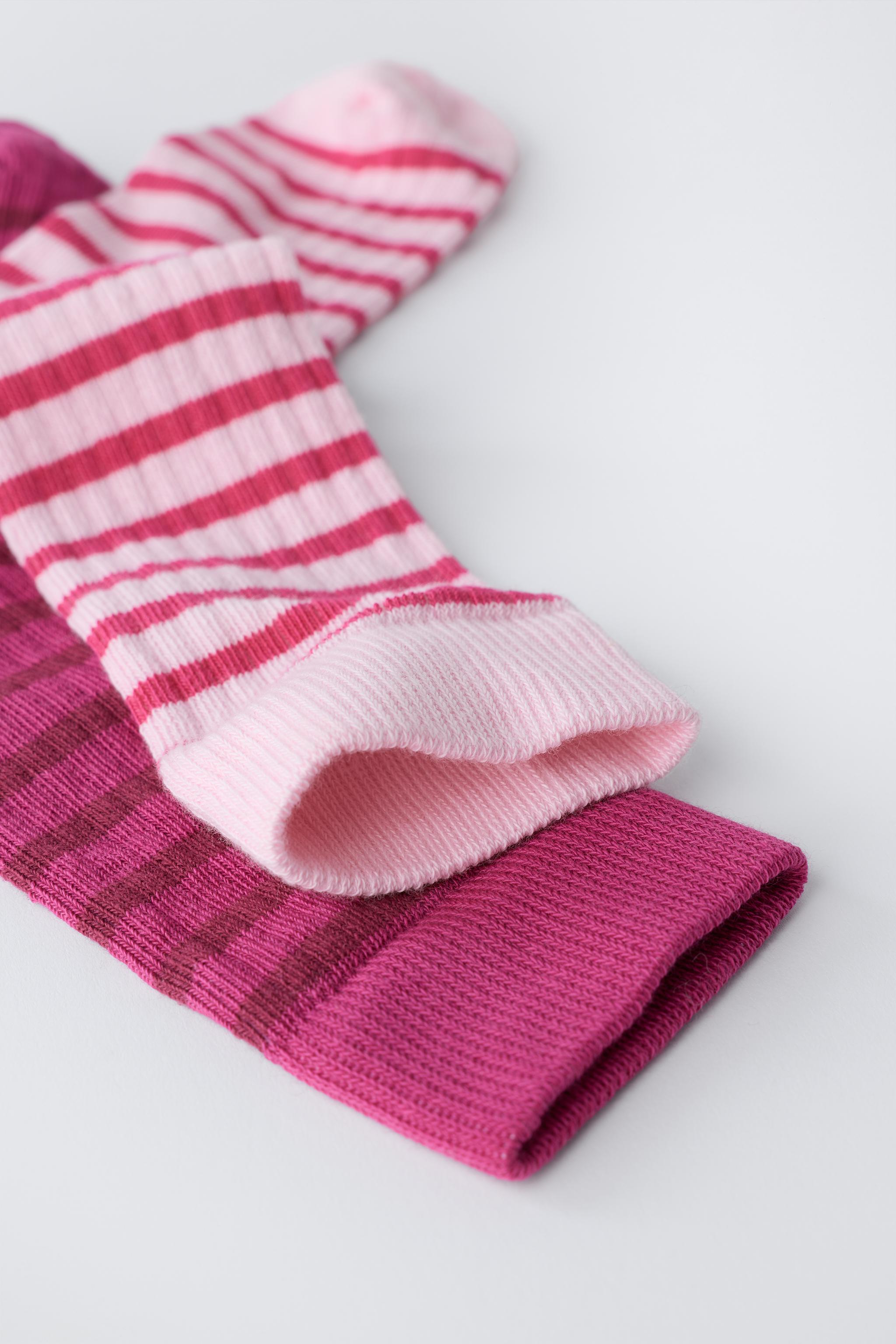 LOT DE DEUX PAIRES CHAUSSETTES MONTANTES À RAYURES