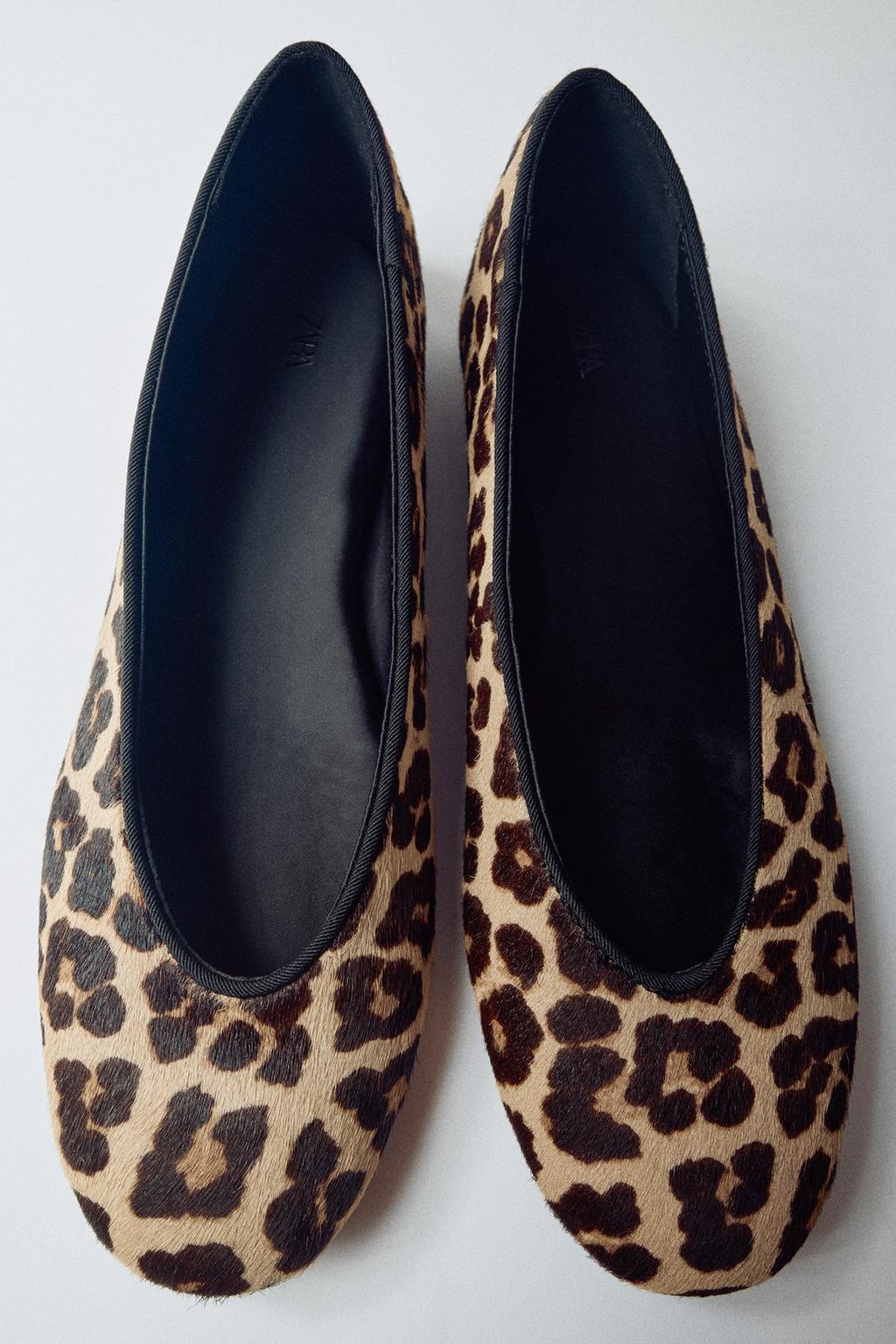 TEXTURED LEATHER PRINT BALLET FLATS