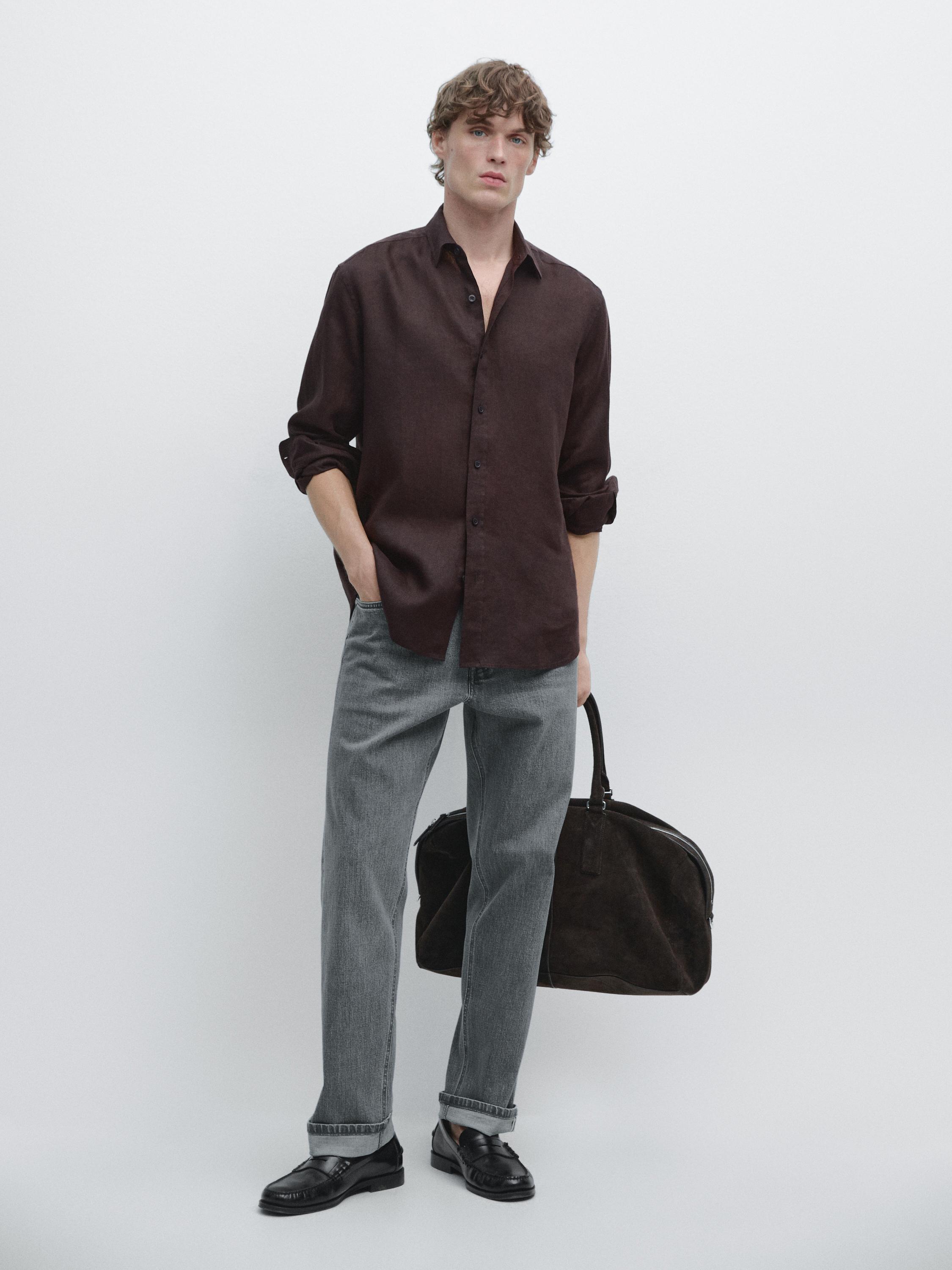 Slim fit 100% linen shirt