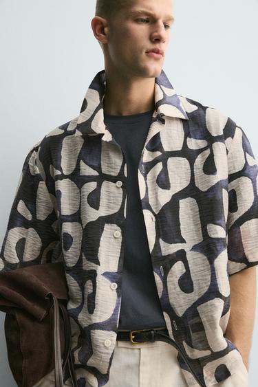 GEOMETRIC PRINT SHIRT - Dark navy by Zara - Image 5