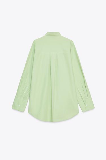 OVERSIZE STRIPED POPLIN SHIRT - Green/White by Zara - Image 5