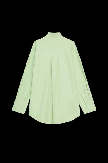 OVERSIZE STRIPED POPLIN SHIRT - Green/White by Zara