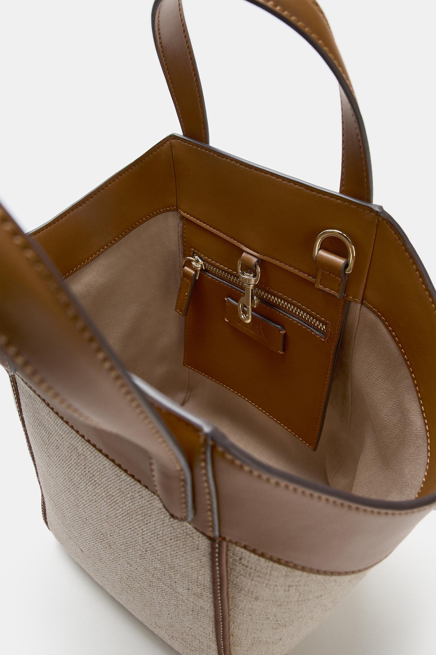 Женская сумка Zara Canvas Crossbody, цвет: Тёмный рыжевато-коричневый — фото 8