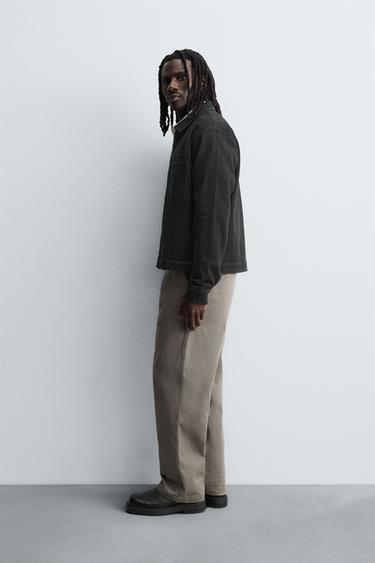 DENIM ZIP-UP OVERSHIRT - Black by Zara - Image 3