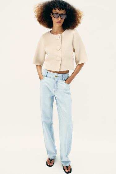 GILET COURT EN MAILLE - Écru de Zara