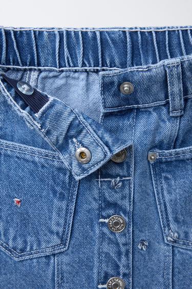 EMBROIDERED DENIM SKIRT - Mid-blue by Zara - Image 2