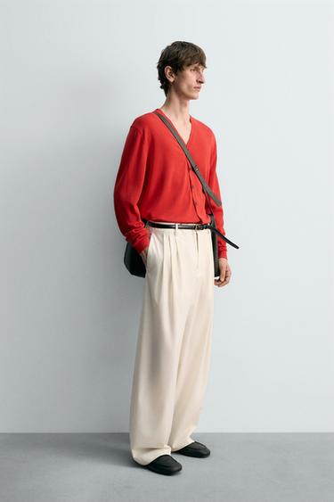 RELAXED FIT CARDIGAN - Red by Zara - Image 4