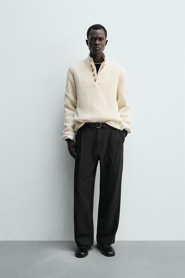 FLIESSENDE HOSE MIT GÜRTEL - Schwarz von Zara