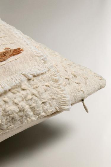 FLORAL PRINT CUSHION COVER - Ecru by Zara - Image 4