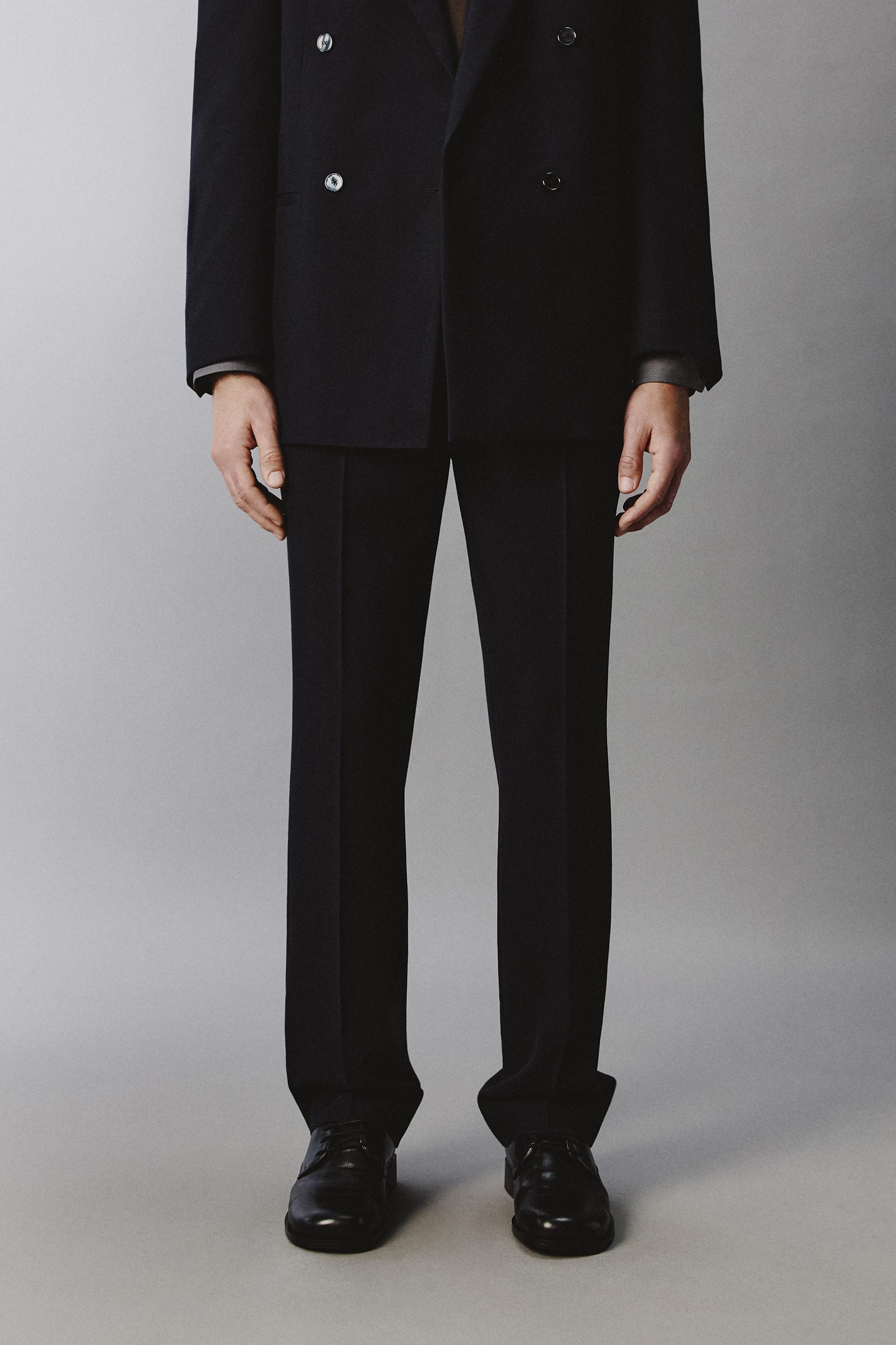 PANTALON DE COSTUME STRAIGHT FIT AVEC LAINE