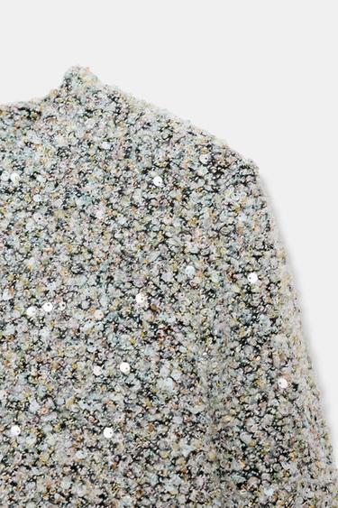TOP PAILLETTES MANCHES LONGUES - Vert clair de Zara - Image 5