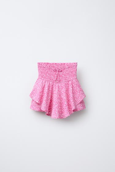 FLORAL LAYERED BERMUDA SKORT - Pink by Zara