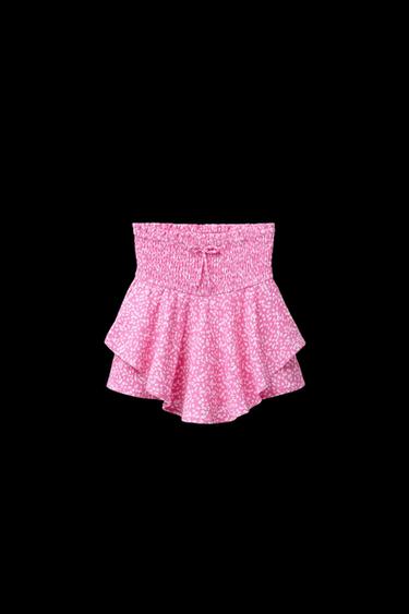 FALDA BERMUDA FLORES CAPA - Rosa de Zara - Imagen 0