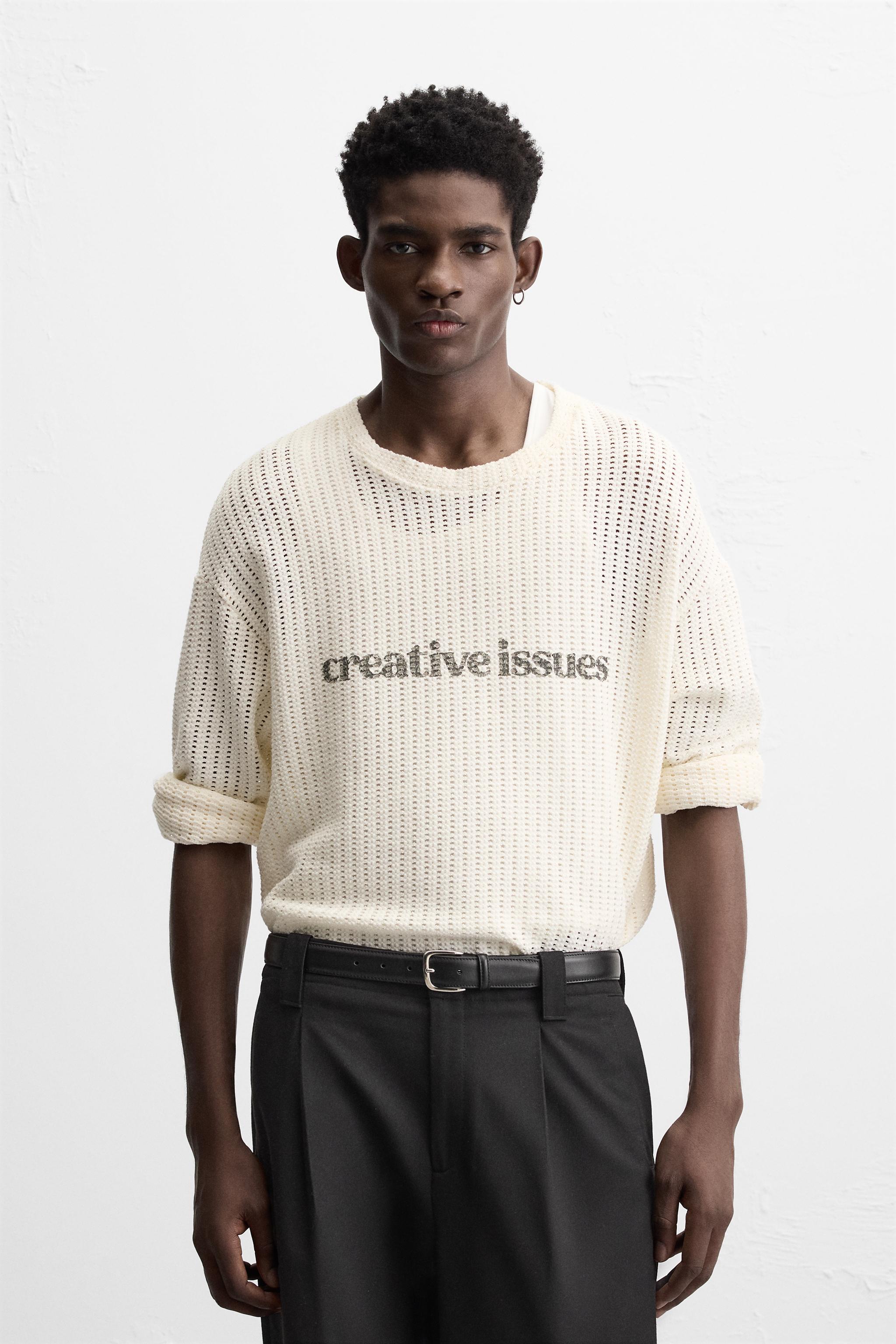 TEXTURED SLOGAN SWEATSHIRT - Ecru | ZARA India