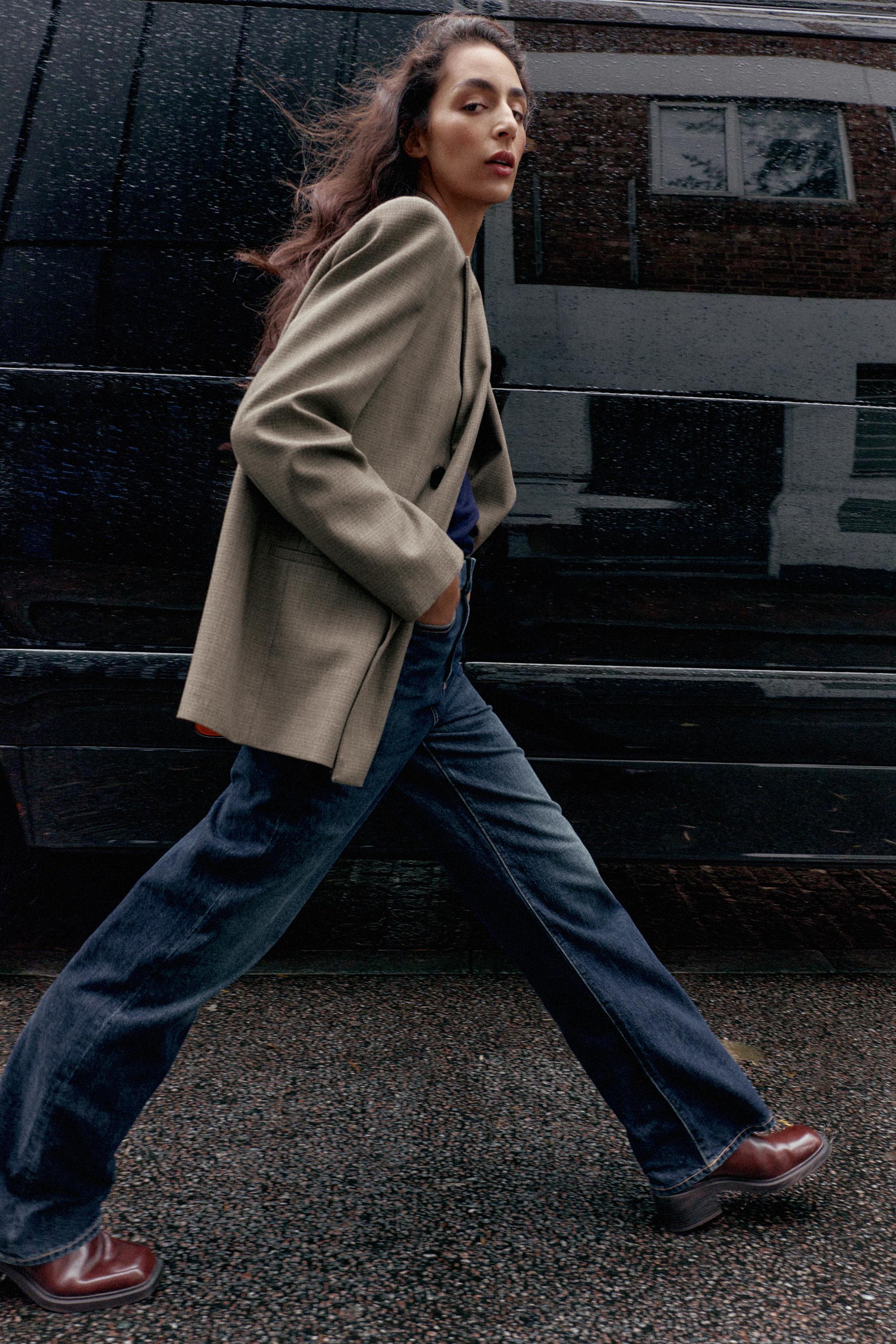 STRAIGHT FULL LENGTH HIGH WAISTED JEANS Blue ZARA Canada