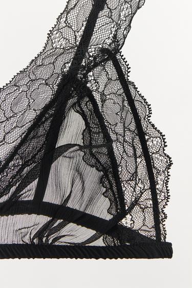 VISCOSE LACE TRIANGLE BRALETTE - Black by Zara - Image 6