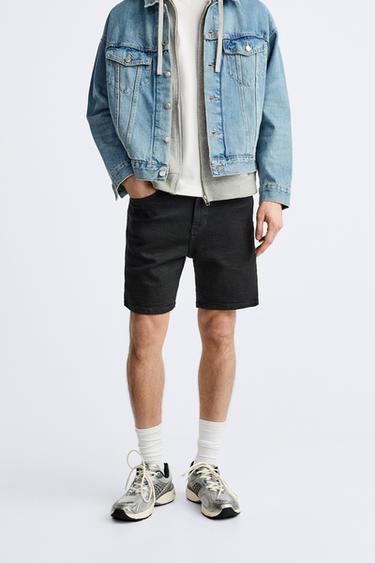 Oversized denim Bermuda shorts