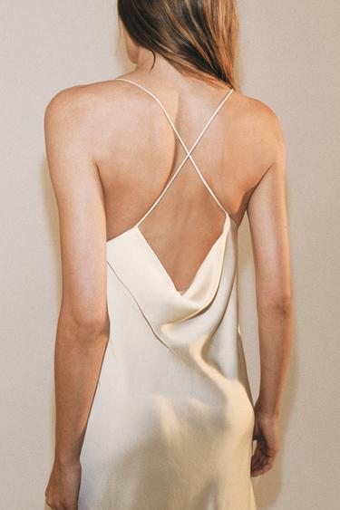 ROBE STYLE LINGERIE SATINÉE ZW COLLECTION - Ivoire de Zara - Image 2