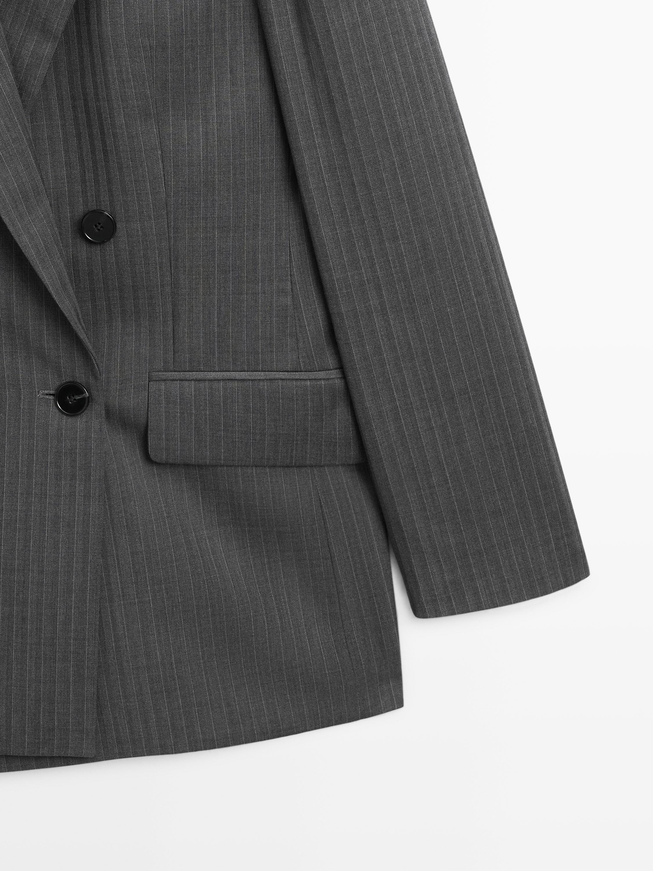 Pinstripe cool wool blend suit blazer