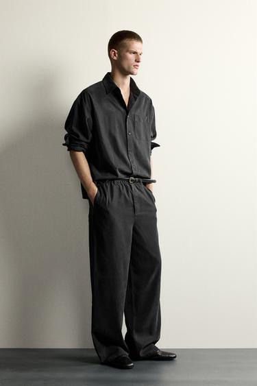 RELAXED FIT FLOWING TROUSERS - Dark grey by Zara