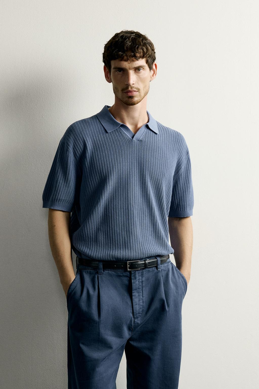 TEXTURED REGULAR FIT KNIT POLO SHIRT