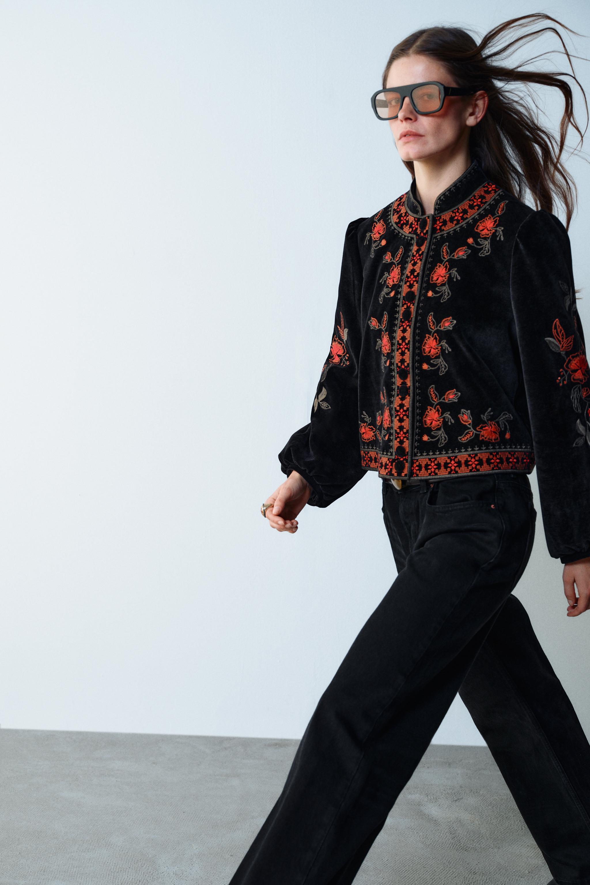 BLOUSON VELOURS BRODÉ