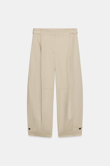 하이웨이스트 큐롯 팬츠 - Zara 미디움 크림