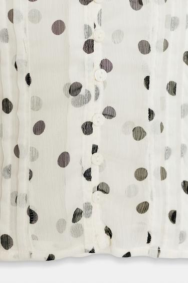 TOP EN CRÊPE GEORGETTE SEMI-TRANSPARENT - Blanc / Noir de Zara - Image 8