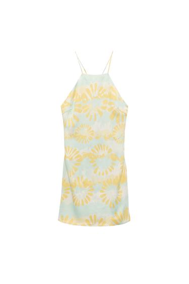 PRINTED HALTER DRESS